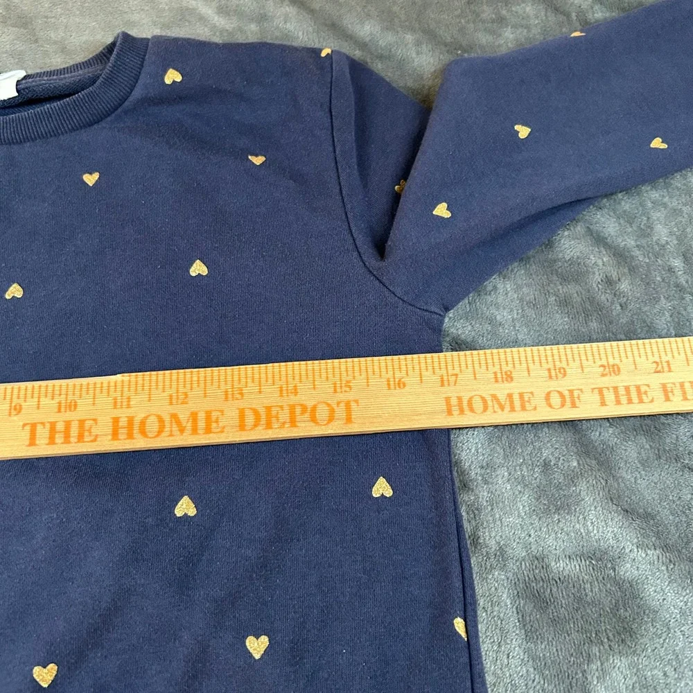 Gap Kids Navy Blue Sweatshirt Gold Hearts Print Pullover Girls Large‎ 10/12